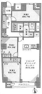 Floor plan. 3LDK, Price 54,800,000 yen, Occupied area 84.16 sq m , Balcony area 4.46 sq m