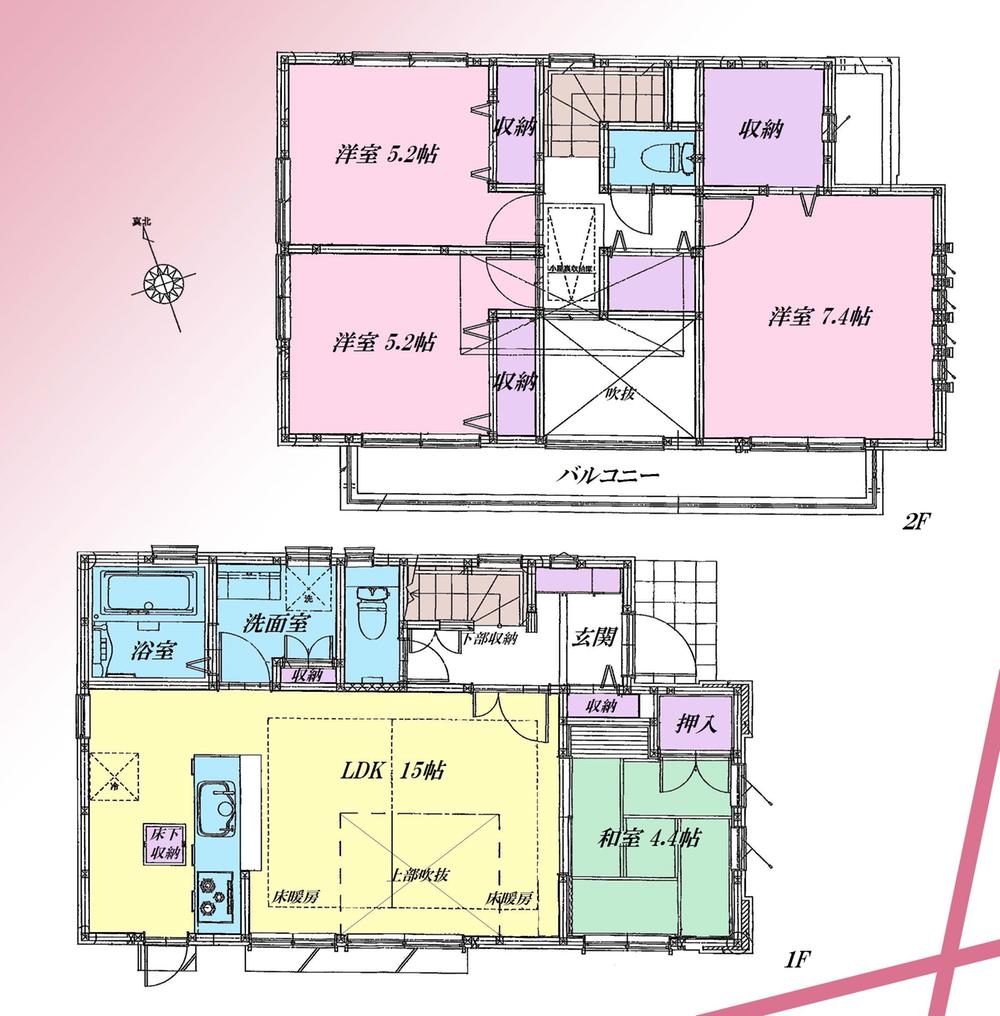 Floor plan. 62,800,000 yen, 4LDK + S (storeroom), Land area 120 sq m , Building area 91.82 sq m
