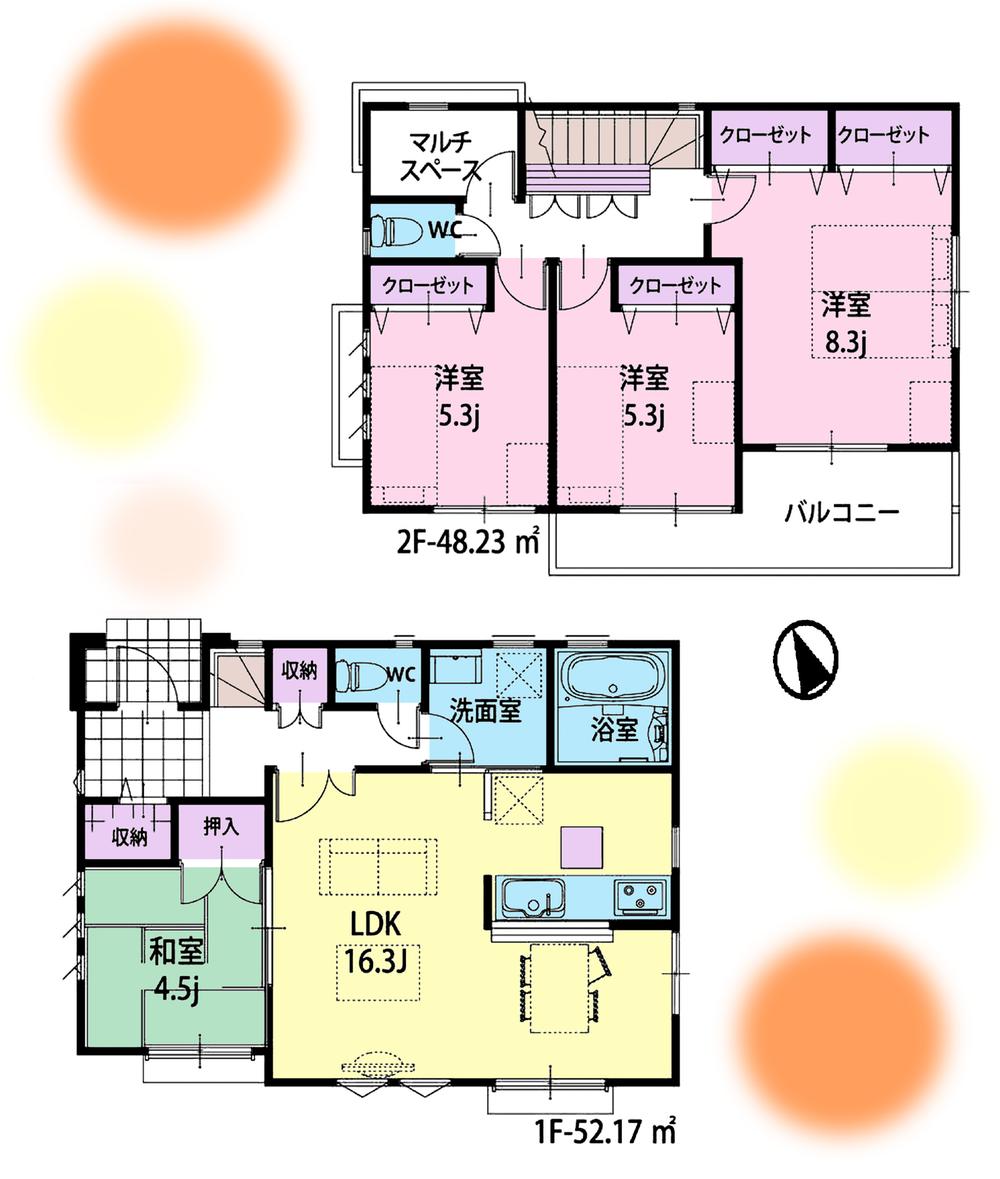 Floor plan. 66,800,000 yen, 4LDK + S (storeroom), Land area 114.02 sq m , It is a building area of ​​100.4 sq m spacious 4LDK is with study!