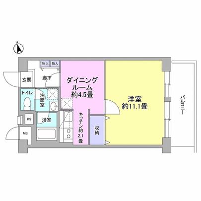 Floor plan. Western-style 11.1 tatami mats, By installing the wall and the door, Also acceptable floor plan changes to 2DK