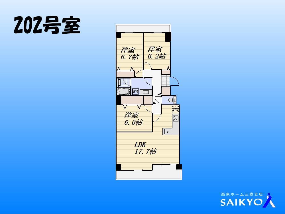 Floor plan. 3LDK, Price 47,800,000 yen, Footprint 85.8 sq m , Balcony area 12.3 sq m