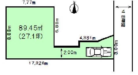 Compartment figure. Land price 34,600,000 yen, Land area 89.45 sq m