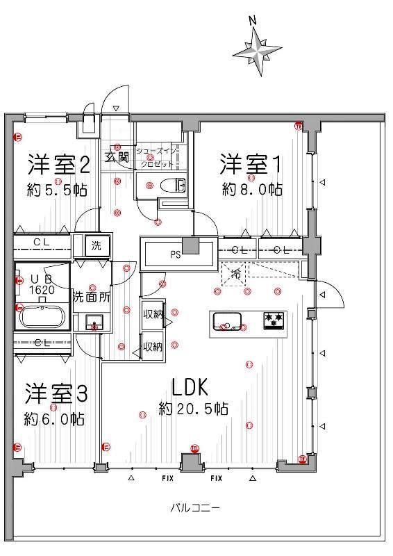 Floor plan. 4LDK, Price 44,900,000 yen, Footprint 93.6 sq m , Balcony area 43.35 sq m Free select possible
