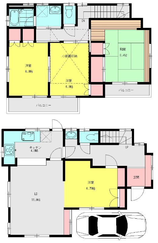 Floor plan. 44,800,000 yen, 4LDK, Land area 89.54 sq m , Building area 105.66 sq m