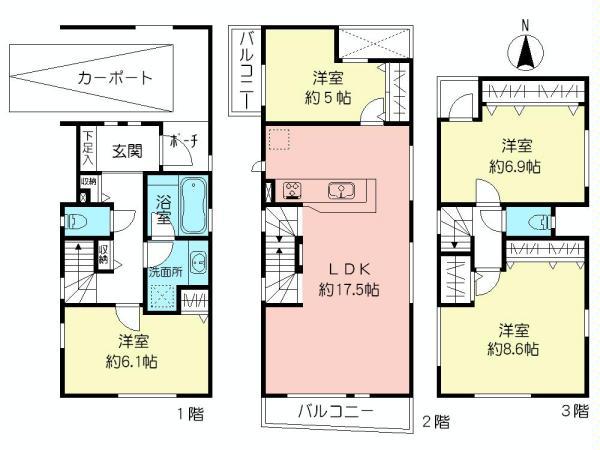 Floor plan. (C Building), Price 55,800,000 yen, 4LDK, Land area 67.16 sq m , Building area 106.98 sq m