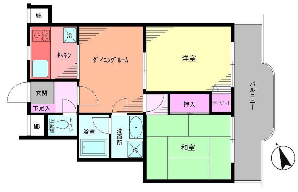 Floor plan. 2DK, Price 17.8 million yen, Occupied area 47.43 sq m , Balcony area 9.07 sq m Floor