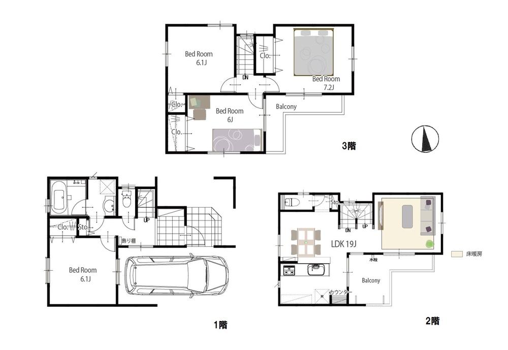 Floor plan. (C Building), Price 56,800,000 yen, 4LDK, Land area 66.03 sq m , Building area 114.4 sq m