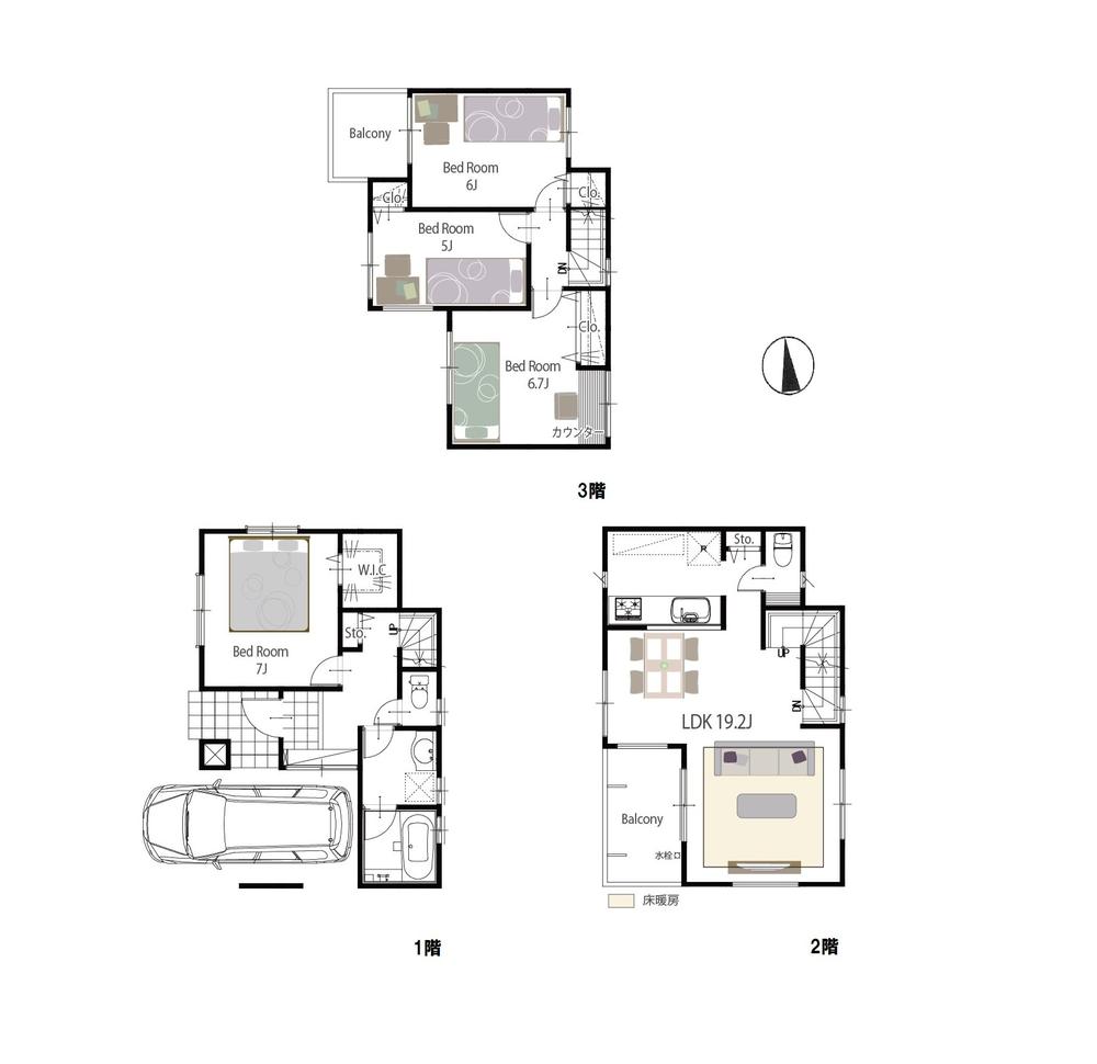 Floor plan. (F Building), Price 56,800,000 yen, 4LDK, Land area 66.17 sq m , Building area 109.95 sq m
