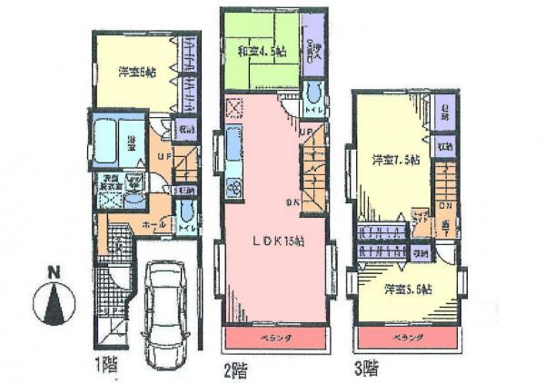 Floor plan. 44,800,000 yen, 4LDK, Land area 63.7 sq m , Building area 102.92 sq m 4LDK floor plan