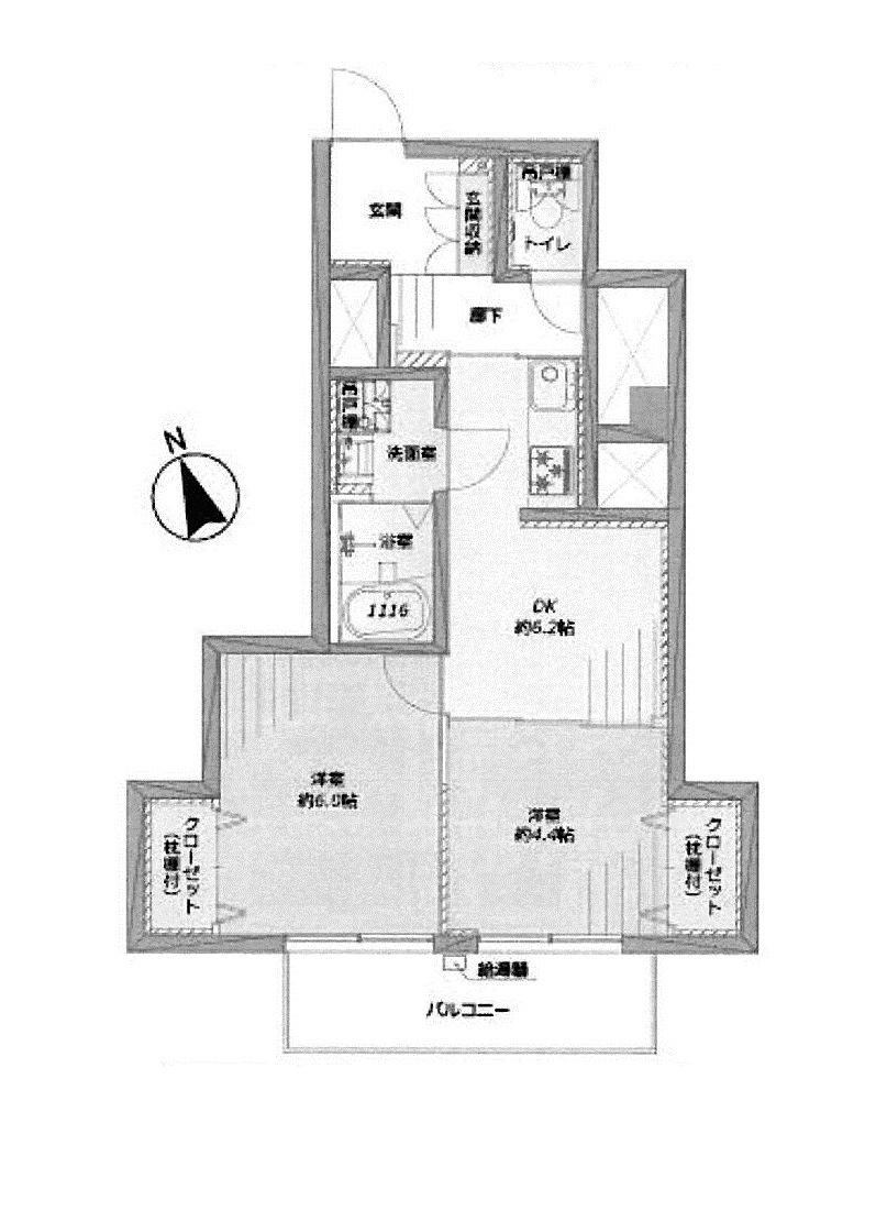 Floor plan. 2DK, Price 25,900,000 yen, Footprint 46.2 sq m , Balcony area 6.75 sq m