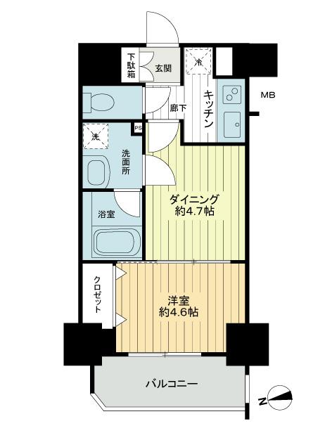Floor plan. 1DK, Price 29,800,000 yen, Footprint 30.2 sq m , Balcony area 4.69 sq m
