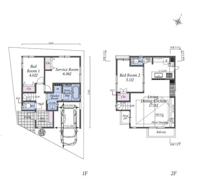 Floor plan. (A Building), Price 48,800,000 yen, 2LDK+S, Land area 67.11 sq m , Building area 82.53 sq m