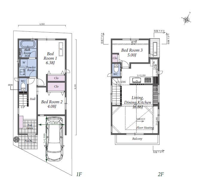 Floor plan. (B Building), Price 49,800,000 yen, 3LDK, Land area 69.7 sq m , Building area 83.62 sq m