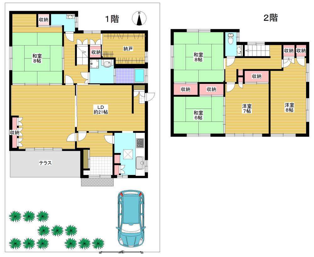 Floor plan. 83,700,000 yen, 5LDK + S (storeroom), Land area 204.95 sq m , Building area 157.05 sq m