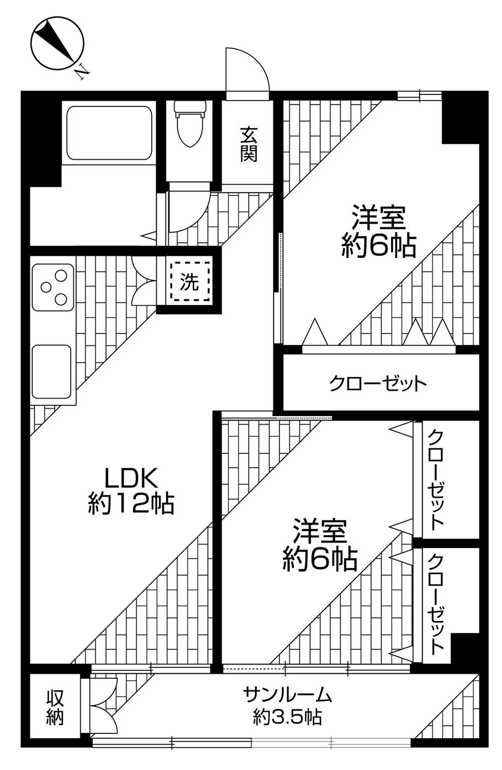 Floor plan. 2LDK, Price 21,800,000 yen, Occupied area 59.69 sq m our plan view (specifications can be changed)