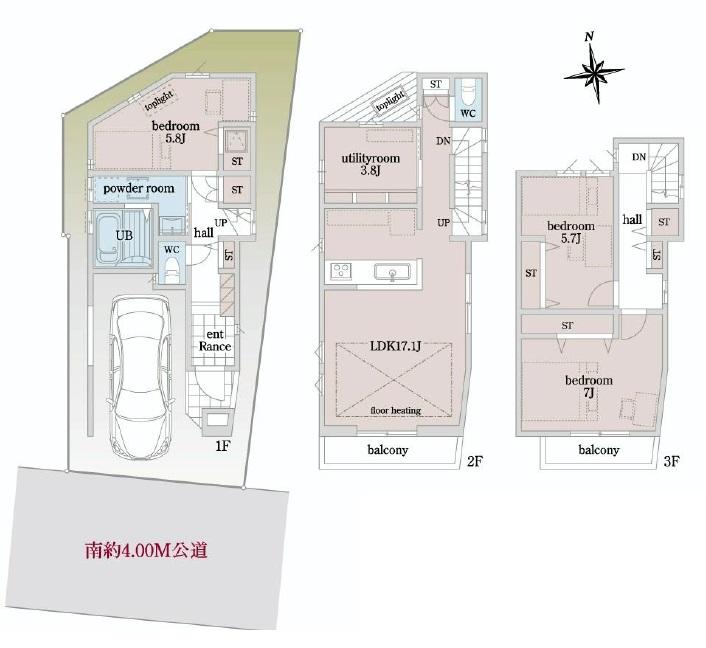 Floor plan. 52,800,000 yen, 3LDK + S (storeroom), Land area 67.43 sq m , Building area 112.19 sq m