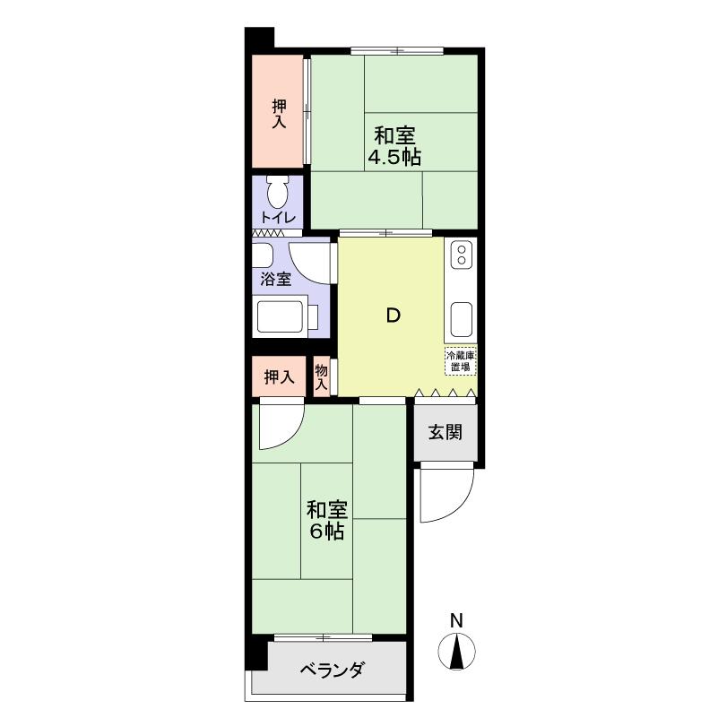 Floor plan. 2DK, Price 9.9 million yen, Occupied area 30.47 sq m , Balcony area 2.4 sq m
