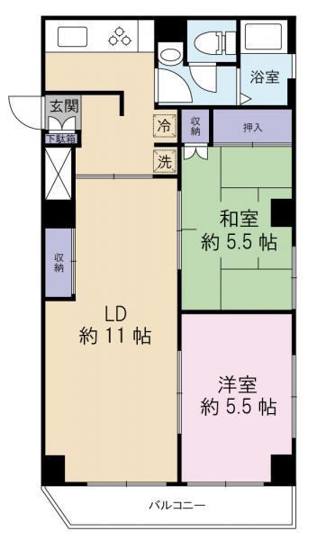 Floor plan. 2LDK, Price 19,800,000 yen, Footprint 57.8 sq m , Balcony area 4.32 sq m