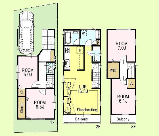 Floor plan. (B Building), Price 53,800,000 yen, 4LDK, Land area 67.07 sq m , Building area 106.3 sq m