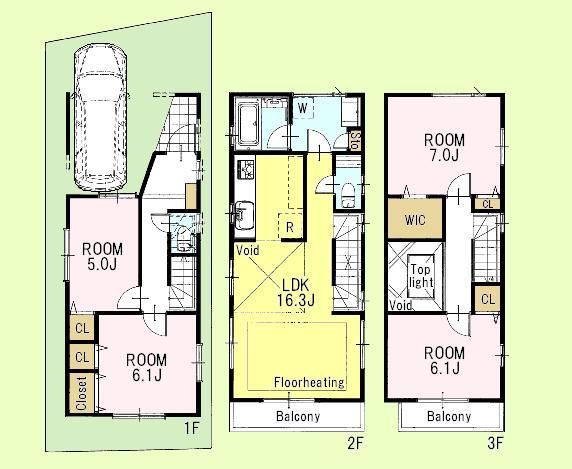 Floor plan. (A Building), Price 51,800,000 yen, 4LDK, Land area 67.11 sq m , Building area 108.33 sq m