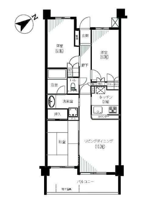 Floor plan. 3LDK, Price 46,800,000 yen, Occupied area 68.24 sq m , Balcony area 10.3 sq m Leksell apartment Sasazuka