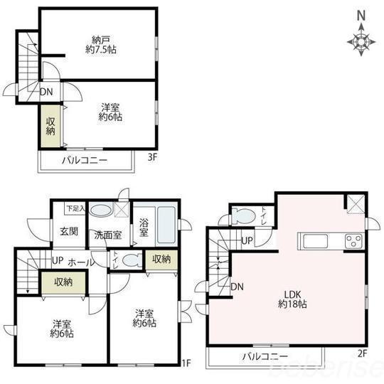 Floor plan. 71,800,000 yen, 3LDK+S, Land area 85.65 sq m , Building area 101.01 sq m floor plan