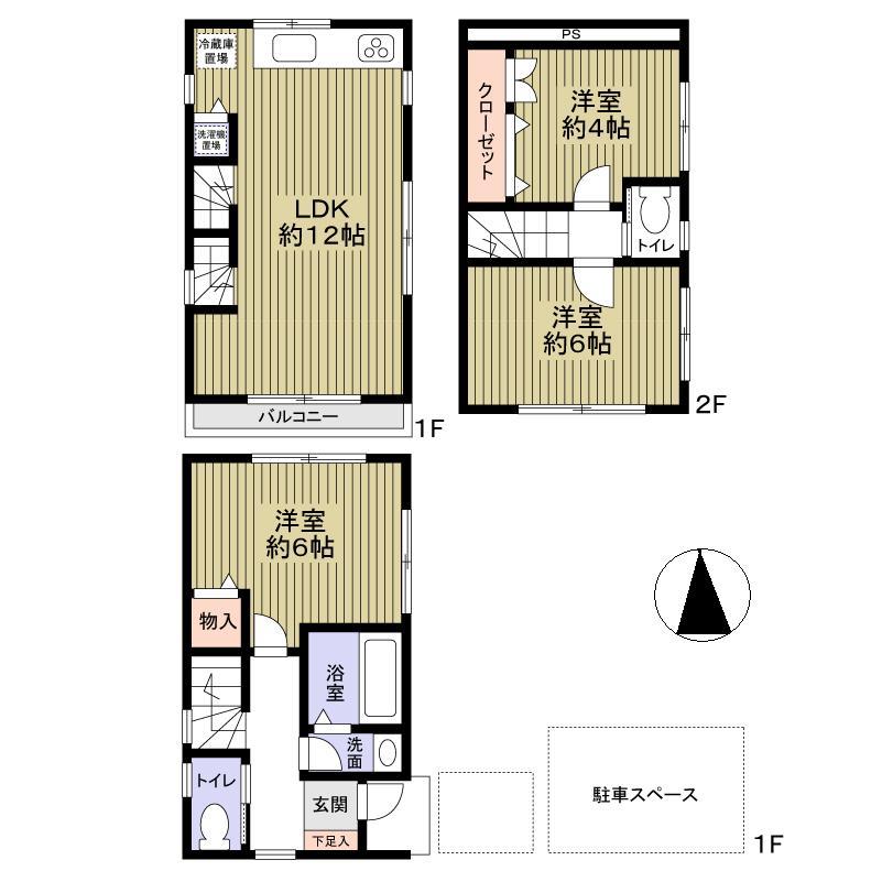 Floor plan. 41,980,000 yen, 3LDK, Land area 54.09 sq m , Building area 69.96 sq m