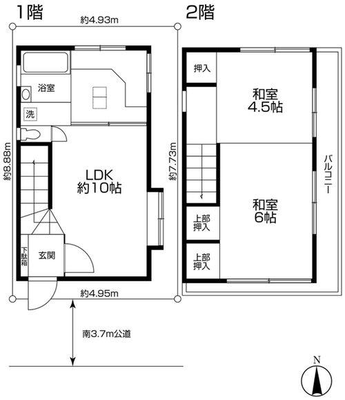 Floor plan. 30,800,000 yen, 2LDK, Land area 35.9 sq m , Building area 46.36 sq m