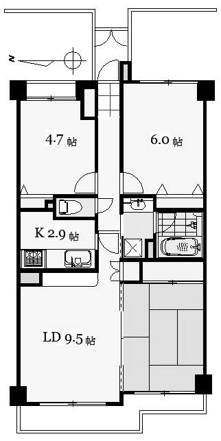 Floor plan. 3LDK, Price 36,800,000 yen, Occupied area 62.97 sq m , Balcony area 6.78 sq m