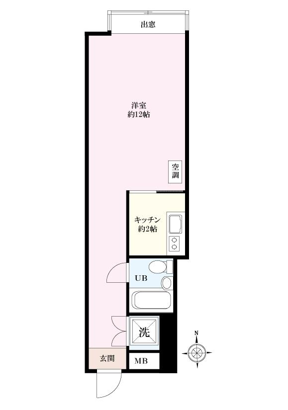 Floor plan. 1K, Price 12.8 million yen, Occupied area 27.64 sq m
