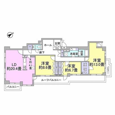 Floor plan. Three direction room ・ Views per top floor 9 floor ・ Exposure to the sun ・ Ventilation good