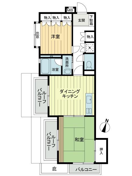 Floor plan. 2DK, Price 34,800,000 yen, Occupied area 49.75 sq m , Balcony area 2.94 sq m