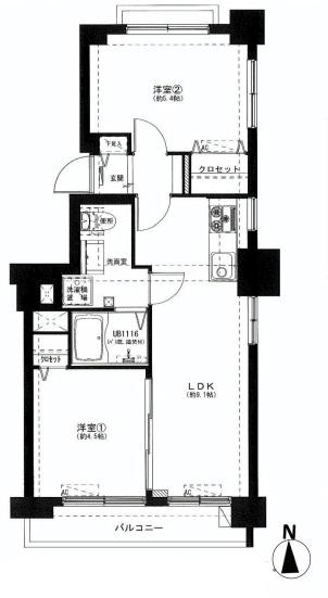 Floor plan. 2LDK, Price 20,900,000 yen, Footprint 43.5 sq m , Balcony area 4 sq m