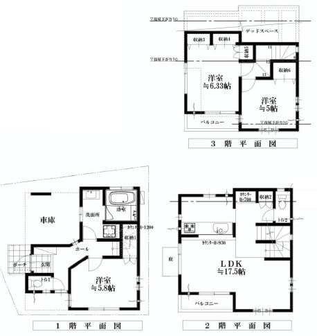 Floor plan. (C Building), Price 49,800,000 yen, 3LDK, Land area 60.06 sq m , Building area 96.89 sq m