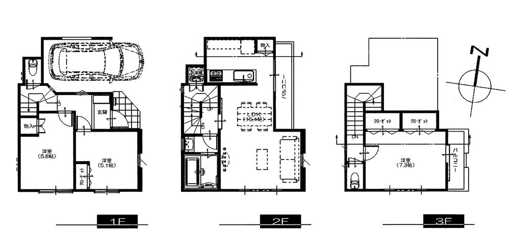 Floor plan. 48,800,000 yen, 3LDK, Land area 60 sq m , Building area 83.52 sq m