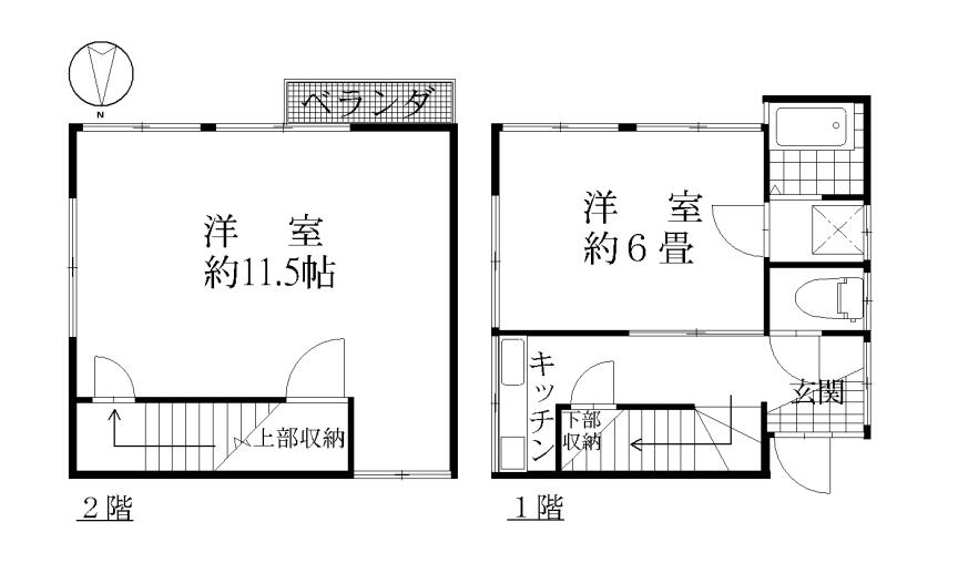 Floor plan. 13.8 million yen, 2K, Land area 35.03 sq m , Building area 46.15 sq m