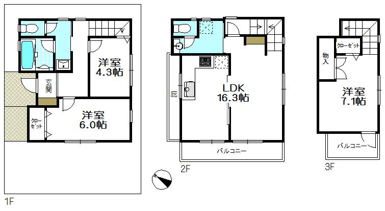 Floor plan. 46 million yen, 3LDK, Land area 73.56 sq m , Building area 88.59 sq m