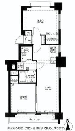 Floor plan. 2LDK, Price 20,900,000 yen, Footprint 43.5 sq m , Balcony area 4 sq m