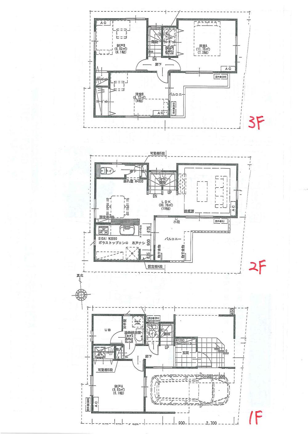 Floor plan. (C Building), Price 56,800,000 yen, 4LDK, Land area 66.03 sq m , Building area 114.4 sq m