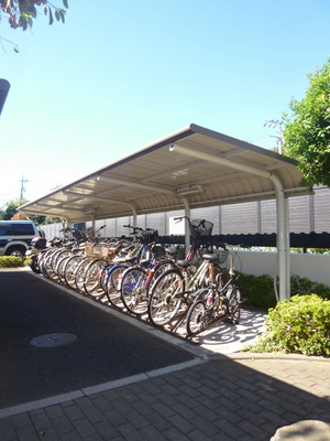 Other common areas. Bicycle parking lot with a roof