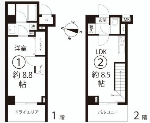 Floor plan. 1LDK, Price 28.5 million yen, Occupied area 45.07 sq m , Balcony area 4.03 sq m