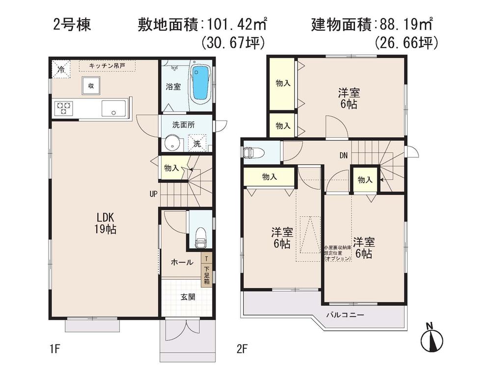 Floor plan. 47,800,000 yen, 3LDK, Land area 101.42 sq m , Building area 88.19 sq m