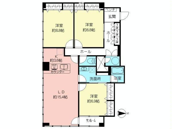Floor plan. 3LDK, Price 32,800,000 yen, Footprint 102.54 sq m floor plan