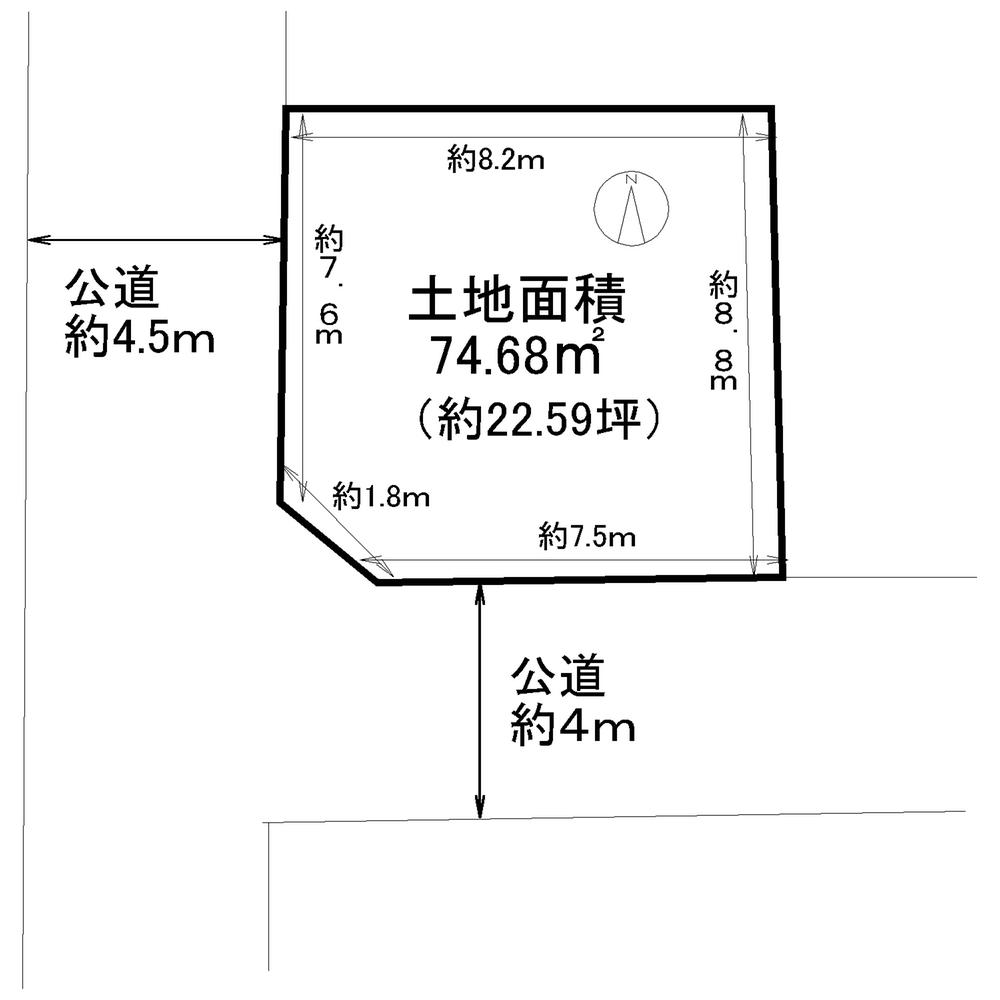 Compartment figure. Land price 44,800,000 yen, Land area 74.68 sq m