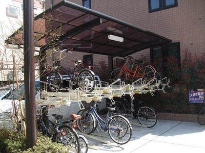 Other common areas. Bicycle parking lot with a roof