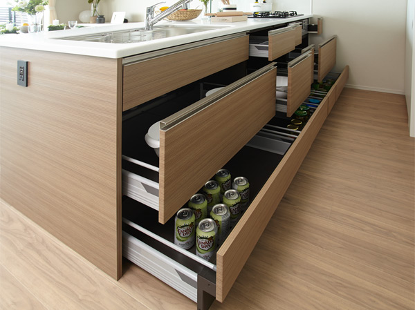 Kitchen.  [Drawer-type storage] At the bottom of the kitchen counter, Adopted storage of easy access easily put away sliding. It is software with close function to close slowly quiet.
