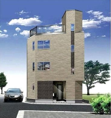 Rendering (appearance). In the center line "Nakano" station walk in 6 minutes good location, Of the three-story design house is an introduction.