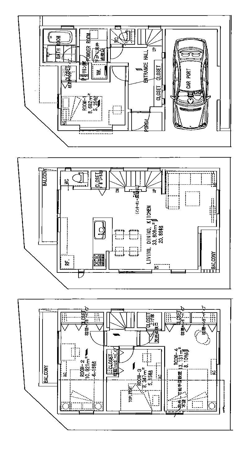 Floor plan. (A Building), Price 66,800,000 yen, 4LDK, Land area 64.52 sq m , Building area 116.67 sq m