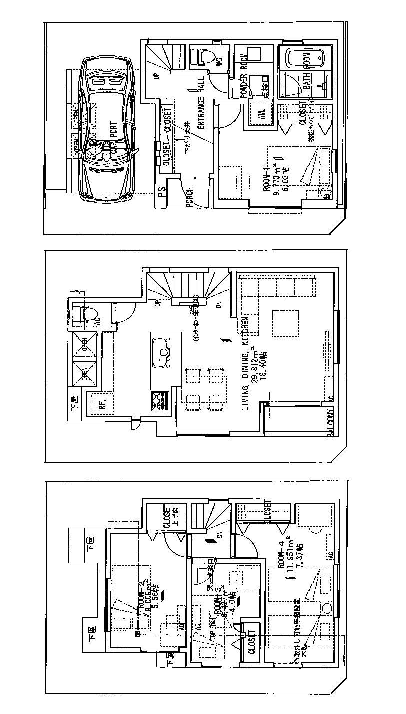Floor plan. (B Building), Price 59,800,000 yen, 4LDK, Land area 60.01 sq m , Building area 101.33 sq m