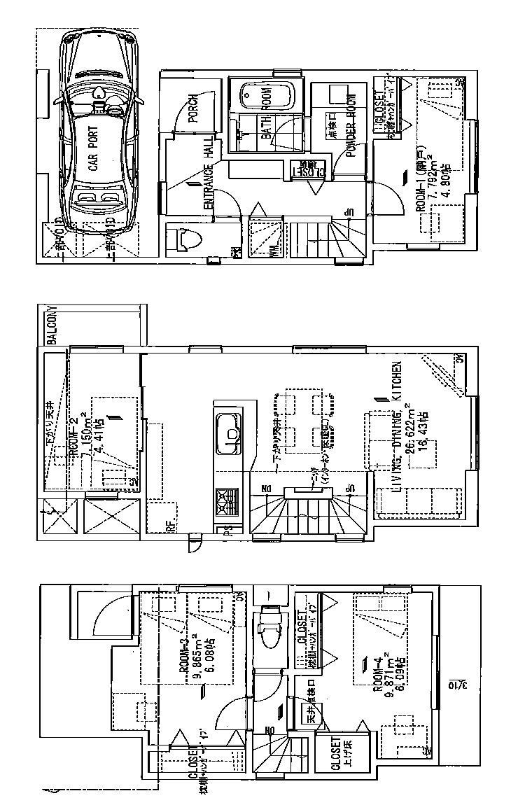 Floor plan. (E Building), Price 51,800,000 yen, 4LDK, Land area 60.46 sq m , Building area 100.31 sq m